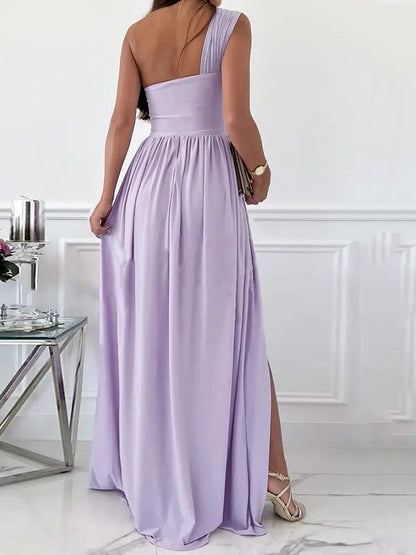 Simple Off Shoulder Slit Dress