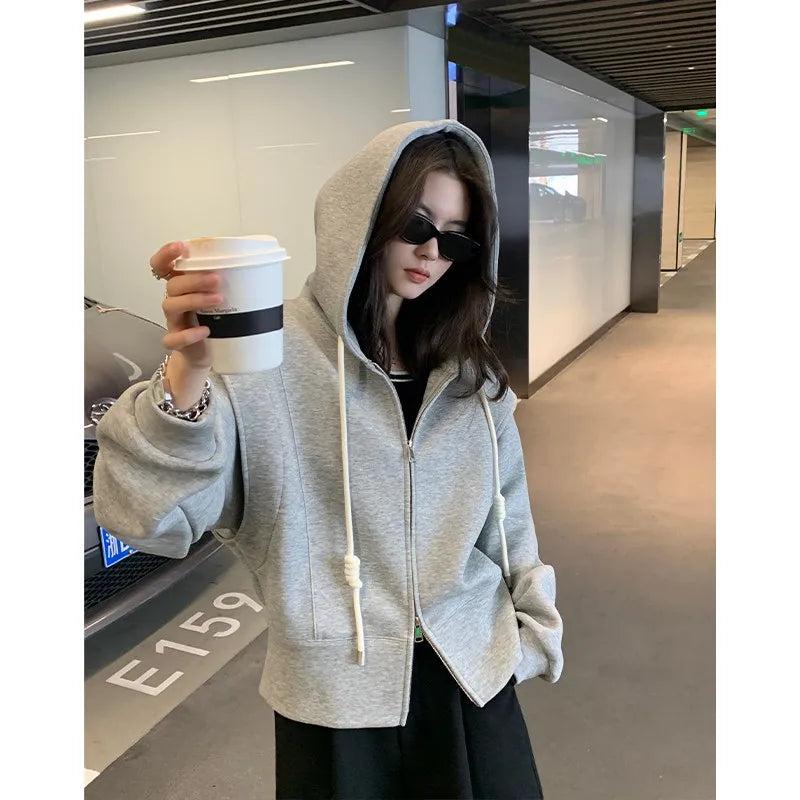 Korean Autumn Winter Casual Zipper Hoodie