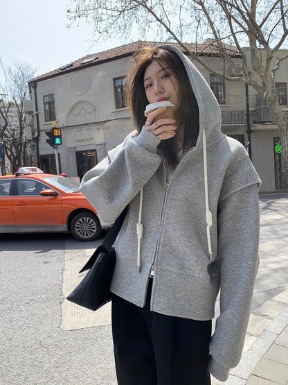 Korean Autumn Winter Casual Zipper Hoodie