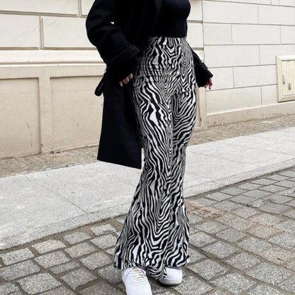 Summer Zebra Print Wide Sexy High Waist New Fashion Casual Pants