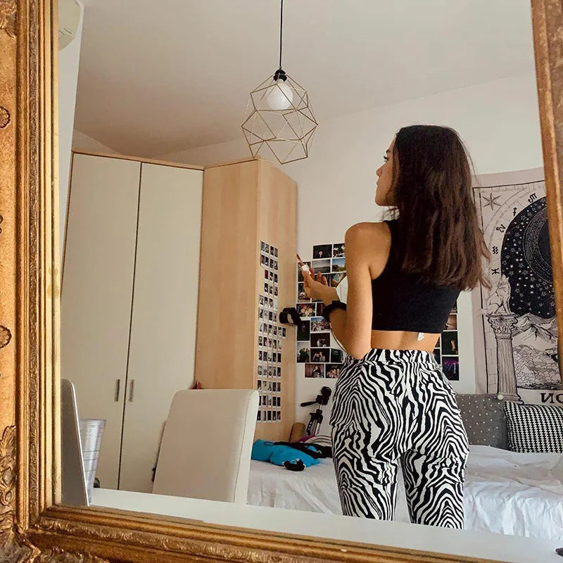 Summer Zebra Print Wide Sexy High Waist New Fashion Casual Pants