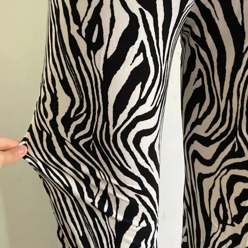 Summer Zebra Print Wide Sexy High Waist New Fashion Casual Pants