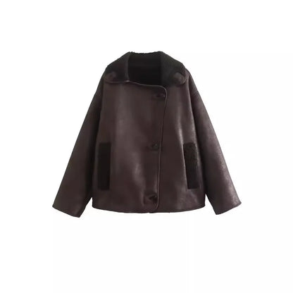 Thick Faux Leather Warm Wool Plush Jackets