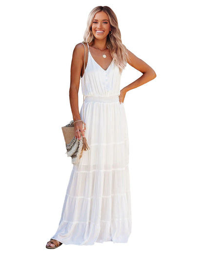 Sunshower Tiered Maxi Dress - Optic White