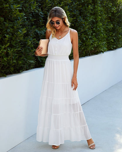 Sunshower Tiered Maxi Dress - Optic White