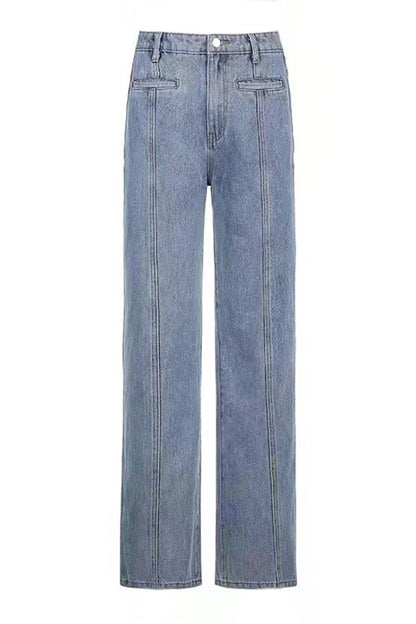 Five-Pointed Star Contrast Jeans