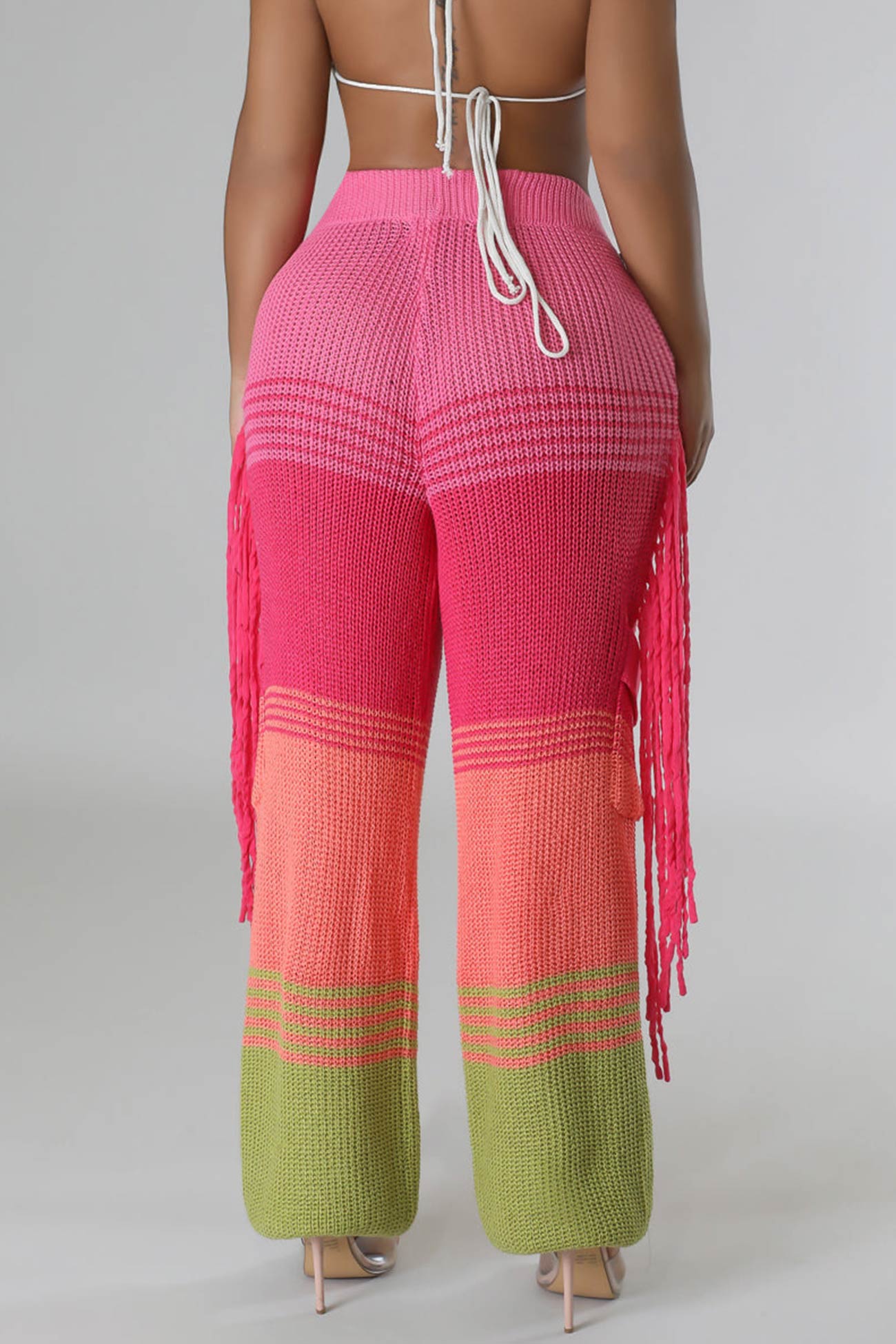 Contrast Crochet Knit Pants