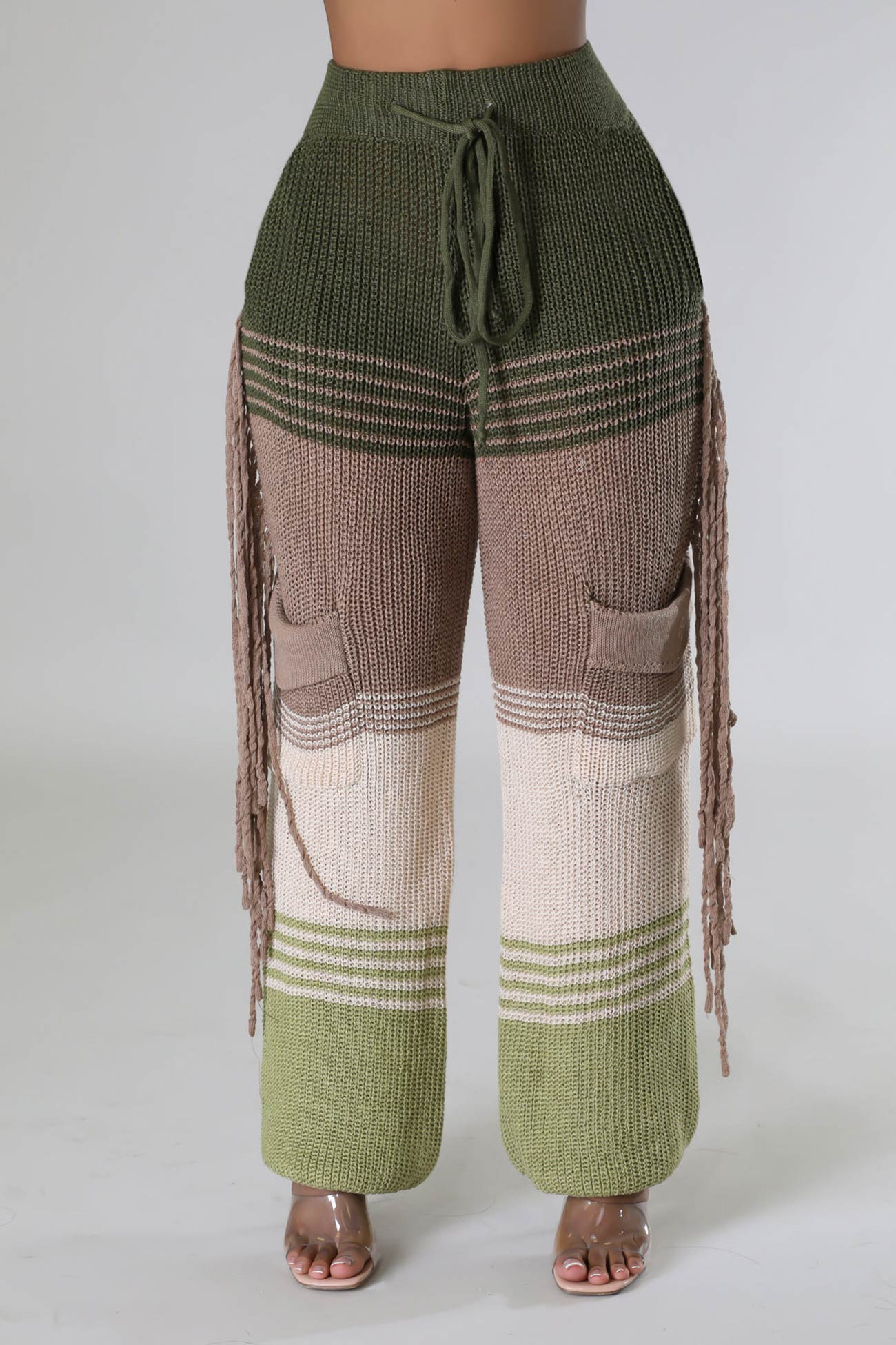 Contrast Crochet Knit Pants