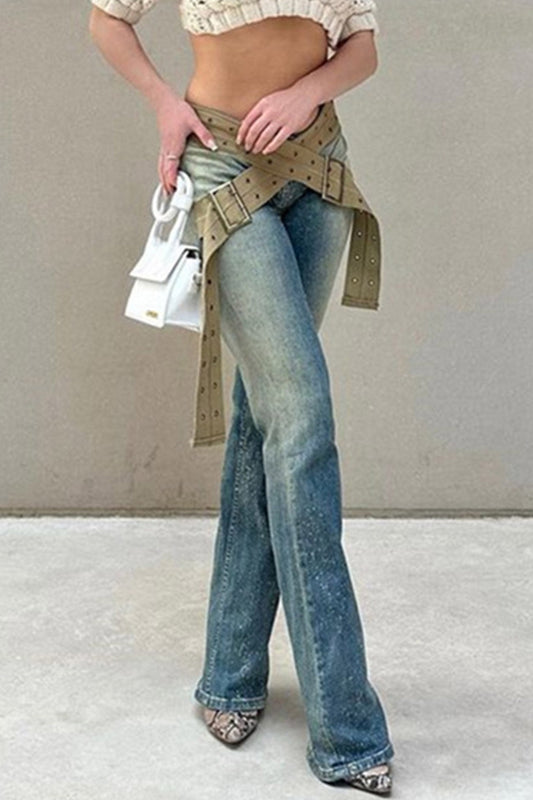 Crossover Low Rise Straight-Leg Jeans