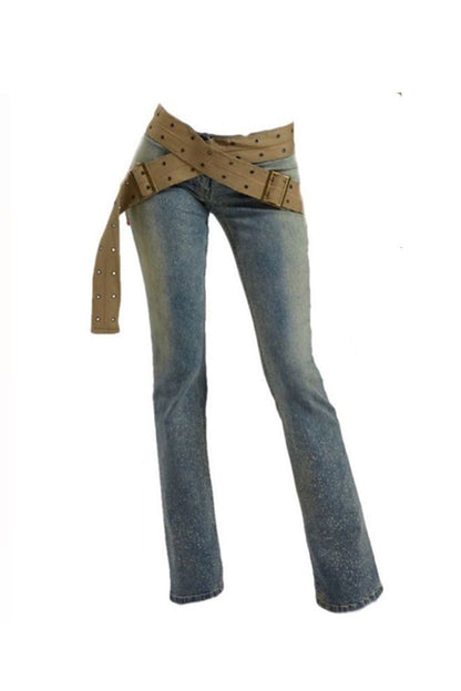 Crossover Low Rise Straight-Leg Jeans