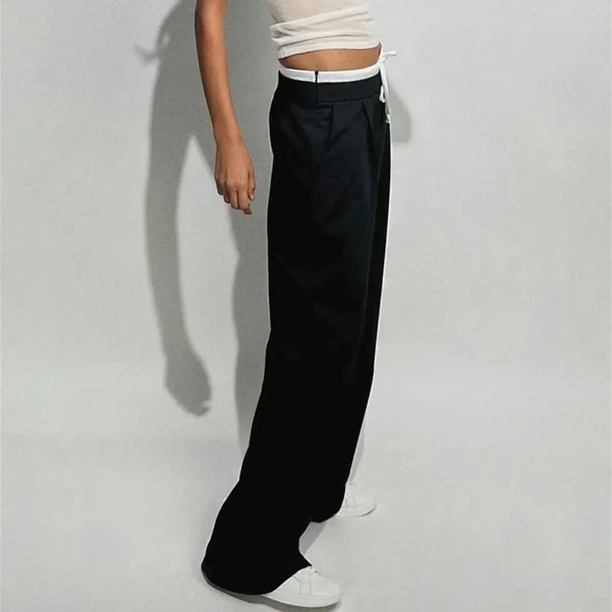 Fashion Straight Autumn Winter Designer Wide Leg High Waist Britches Pants