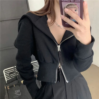 Fashion Streetwear Double Zip Loose Casual Hoodie