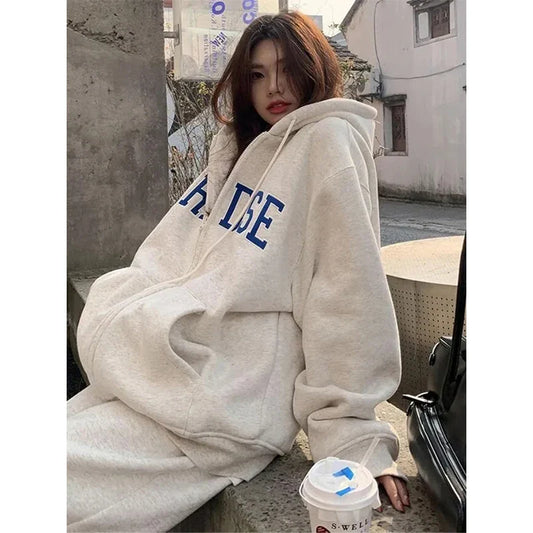 Oversized Streetwear Letter Print Casual Autumn Hoodie