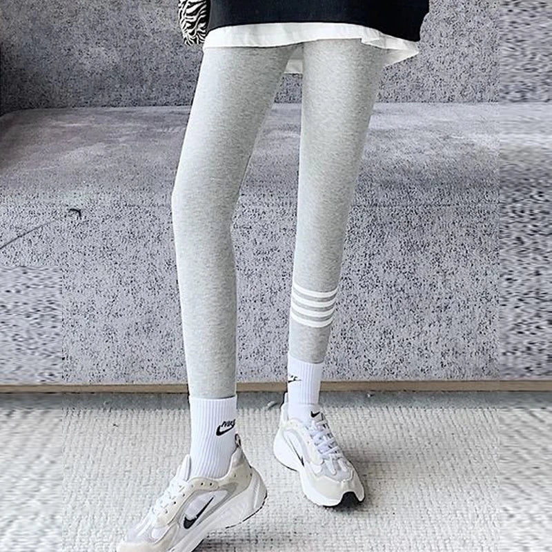 Winter Korean Fashion Striped Plush Thick Warm Comfortable High Stretchy Leggings