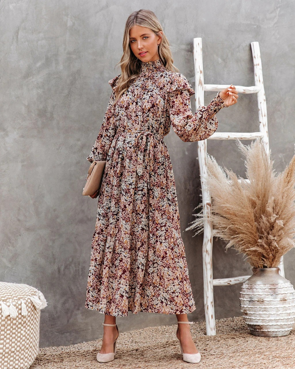 Swoop Printed Open Maxi Dress