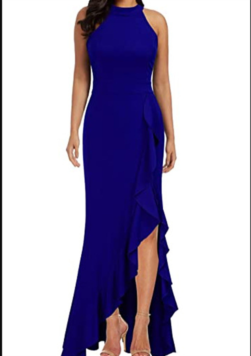 Sunlit Soiree Satin High Low Maxi Dress - Cobalt Blue - FINAL SALE