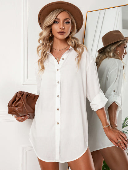 Jeanette Button Down Tunic - White