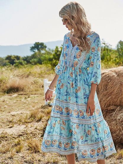 Statement Floral Smocked Maxi Dress