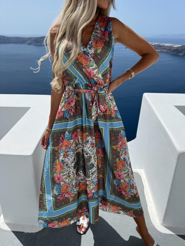 Syke Paisley Print Slit Dress