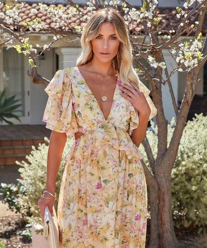 Spring Fling Floral Ruffle Tiered Dress