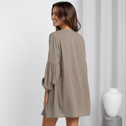 Noland Button Down Cover-Up Dress Beige