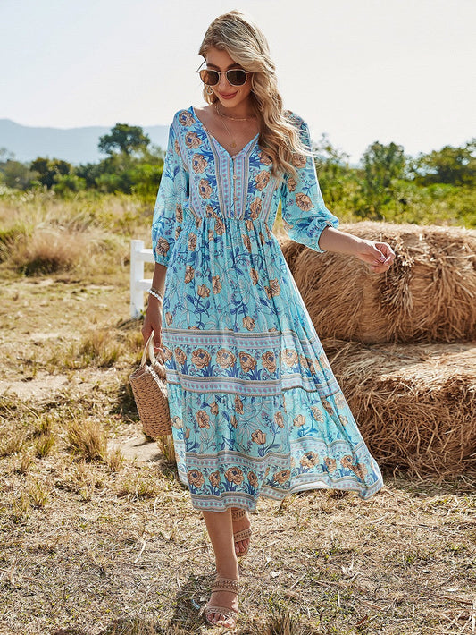 Statement Floral Smocked Maxi Dress