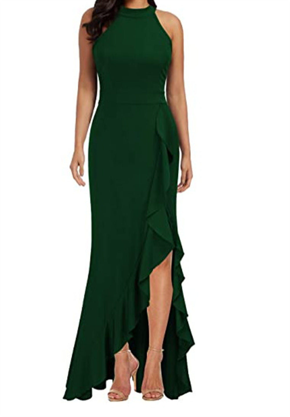 Sunlit Soiree High Low Ruffle Maxi Dress - Green Mint - FINAL SALE