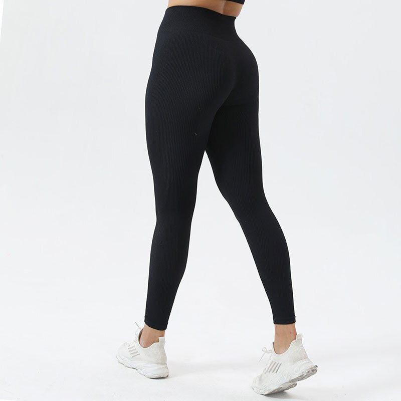 Lost Utopia - Mojoyce Fitness Yoga Leggings Women Ribbed Yoga Pants Sport High Waist Push Up Pants Workout Running Leggings Gym Clothing