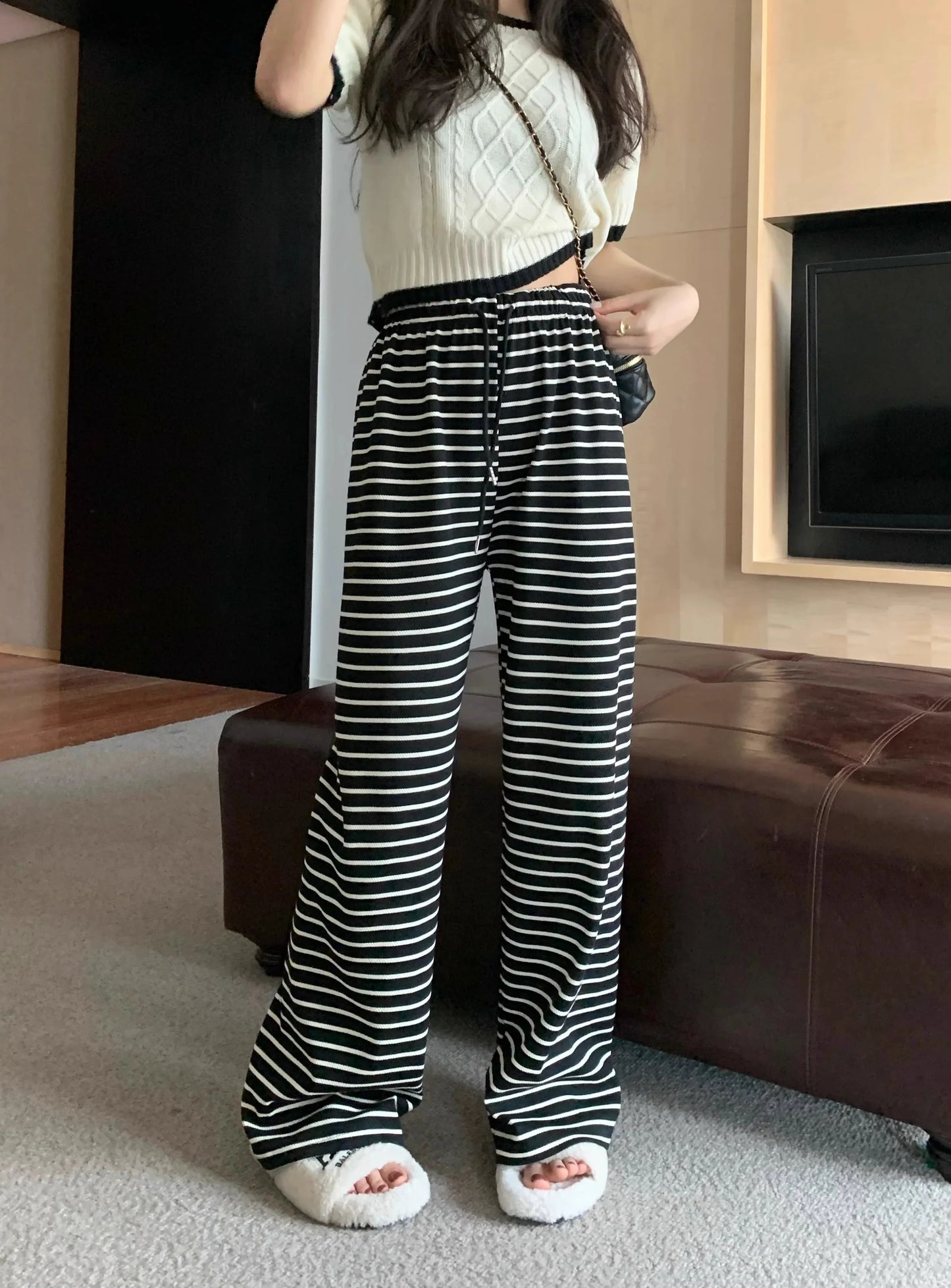 High Quality Cool Cotton Casual Spring Summer High Waist Pants