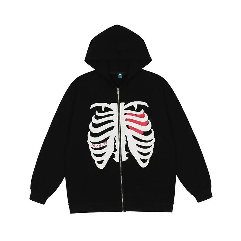 Skull Letter Retro Oversized Y2K Hip Hop Hoodie