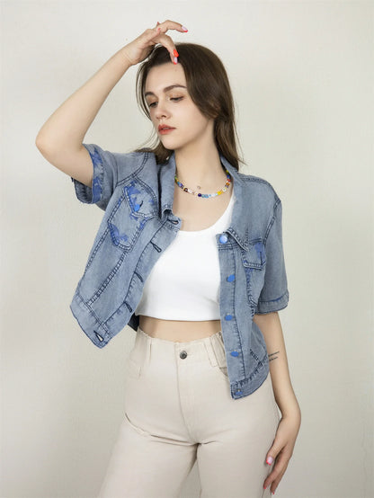 Spring Summer Short-style Thin Elegant Breathable Denim Jackets