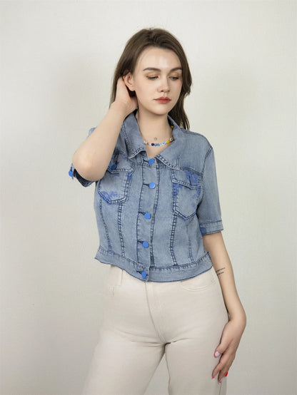 Spring Summer Short-style Thin Elegant Breathable Denim Jackets