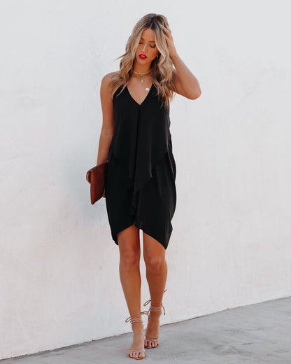 Such A Halter Ruffle Dress - Black