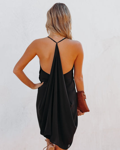 Such A Halter Ruffle Dress - Black