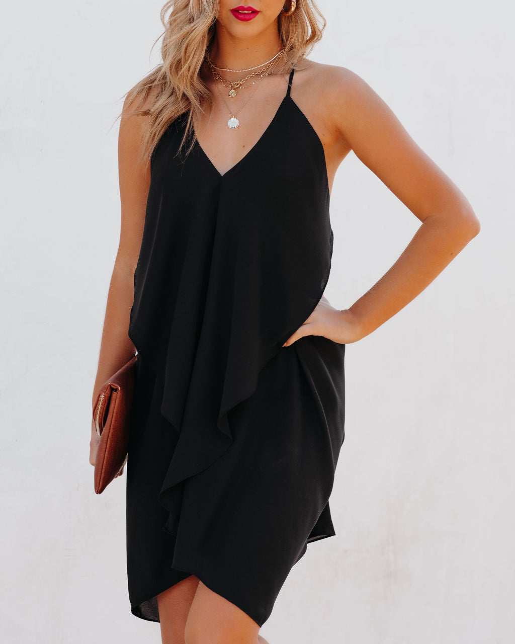 Such A Halter Ruffle Dress - Black