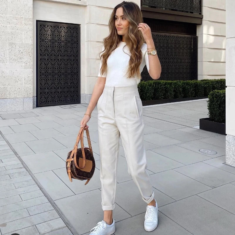 Baggy Wide Leg Loose Korean Casual Length High Waist Pants