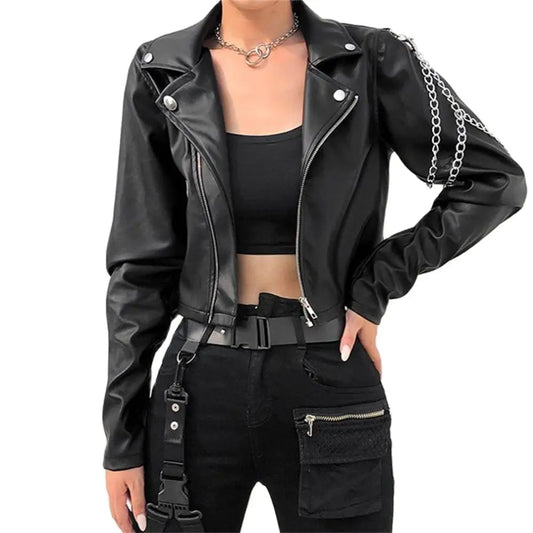 Faux Leather Punk Gothic Long Sleeve Jackets