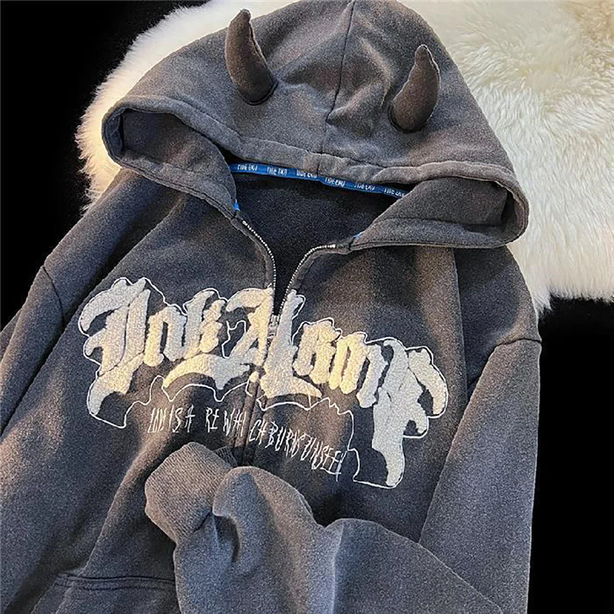 Retro Zipper Long Sleeve Oversized Y2K Streetwear Hoodie