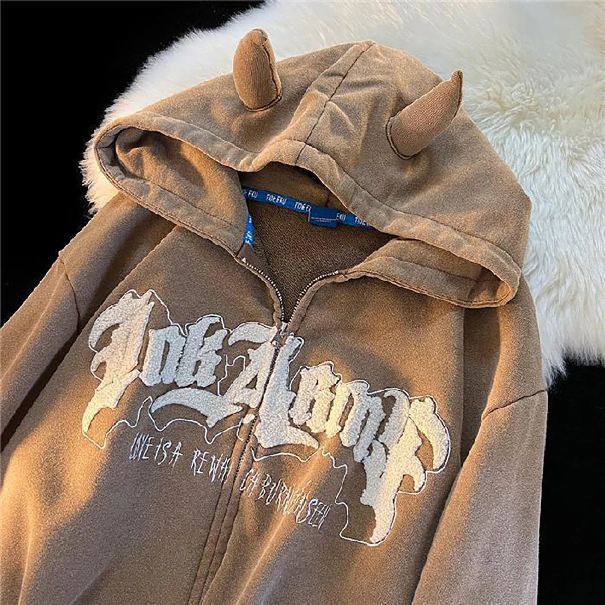 Retro Zipper Long Sleeve Oversized Y2K Streetwear Hoodie