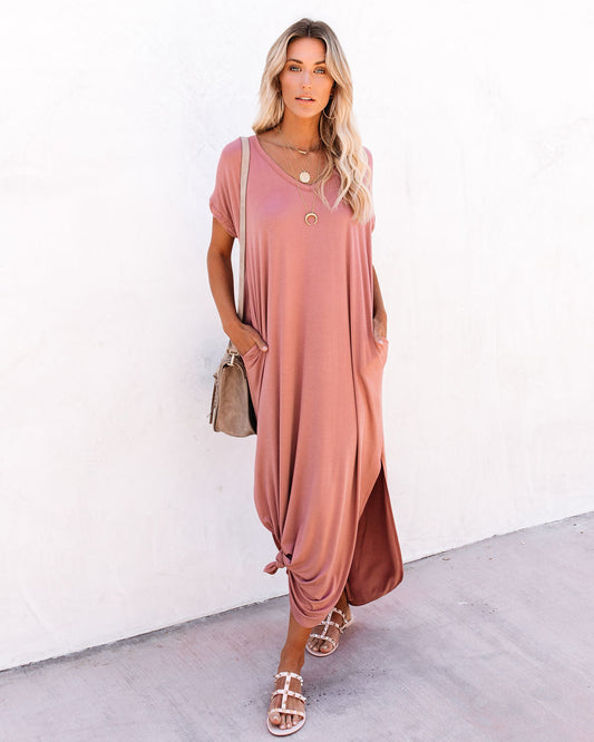 Farmers Market Pocketed Maxi Dress - Marsala