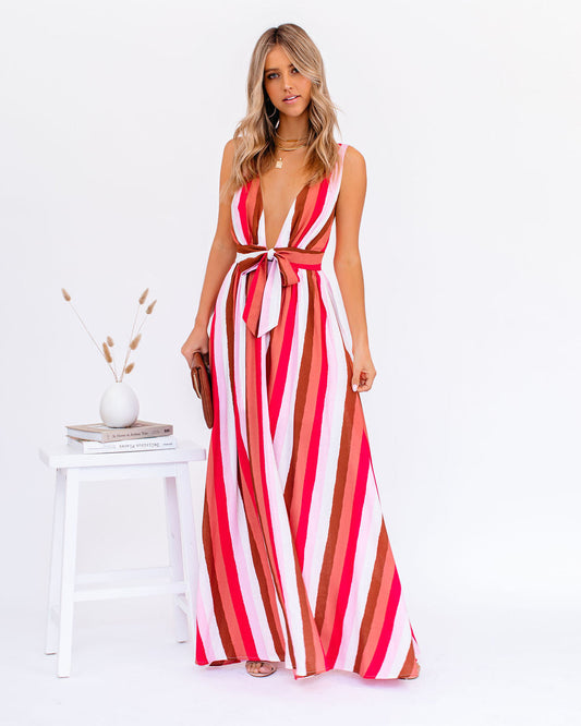 Happy Hues Tie Front Maxi Dress