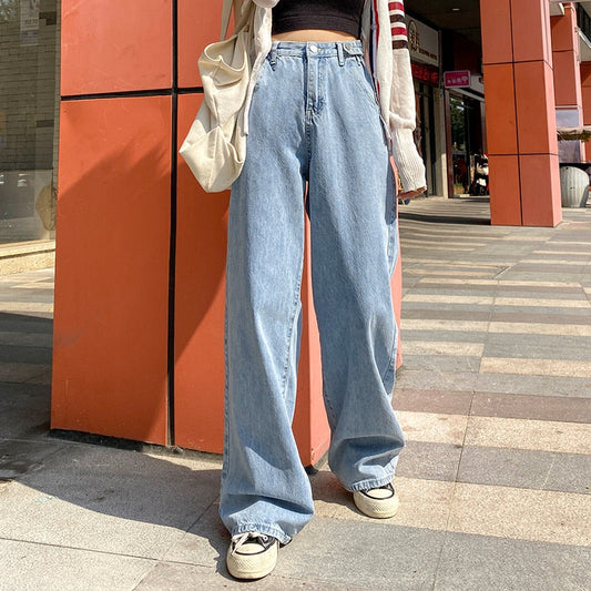 Lost Utopia - Woman High Waist Clothes Wide Leg Denim Clothing Blue Streetwear Vintage Quality Fashion Harajuku Straight Pants