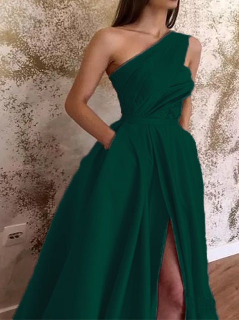 One Shoulder Slit Dress